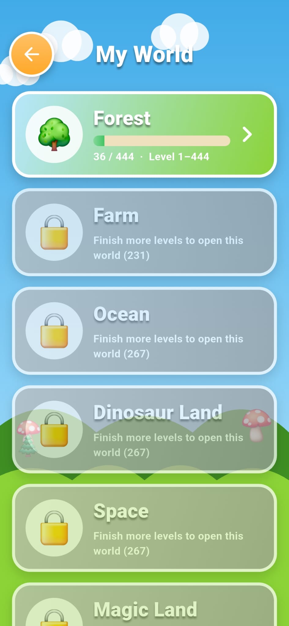 The achievements screen with badges.