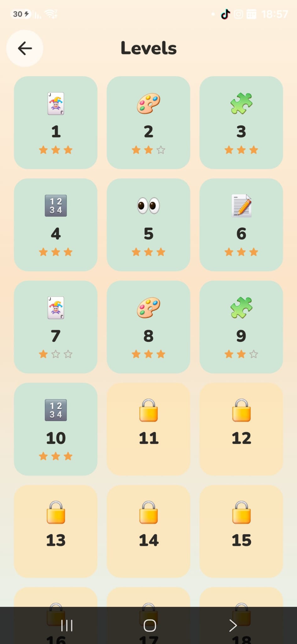 Level map with stars