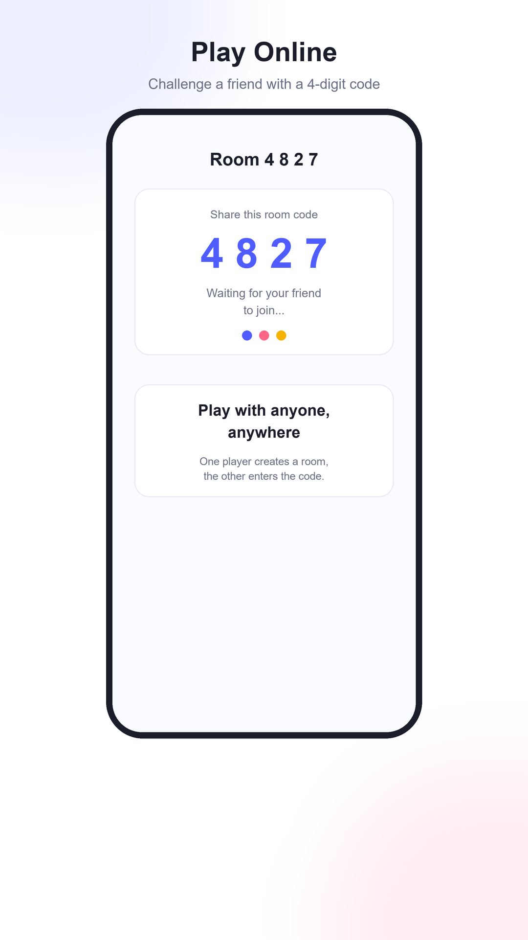 Online room code screen