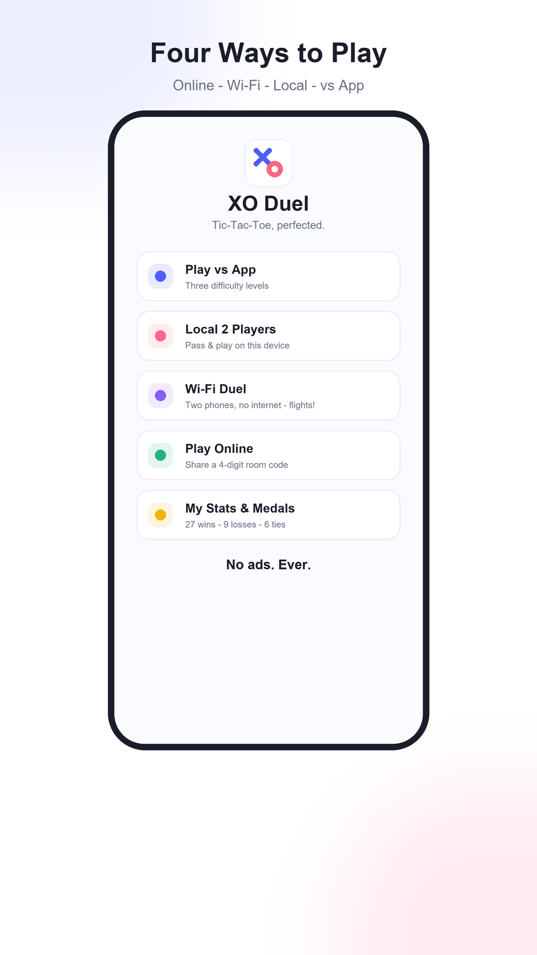 Game modes screen